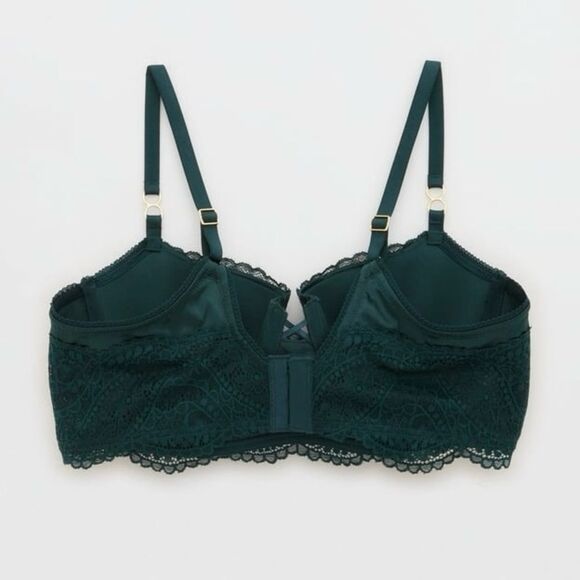 Aerie Real Power Balconette Paisley Lace Deep Forest Green 32C - Picture 5 of 14